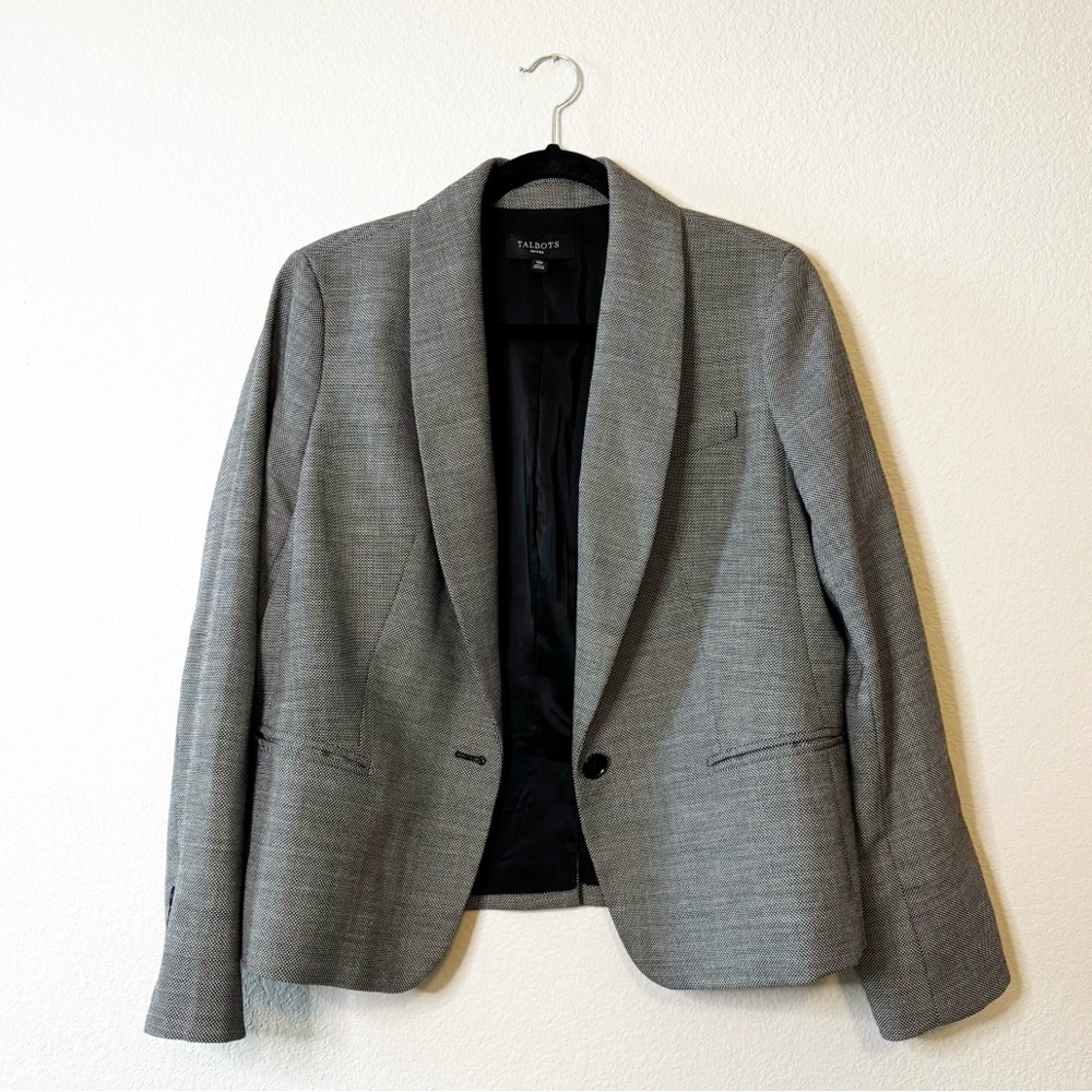 Talbots Gray Wool Blend One Button Closure Blazer… - image 3